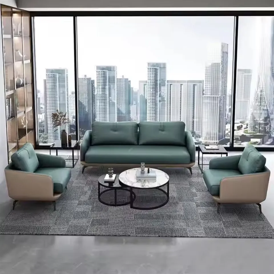 black leather office sofa