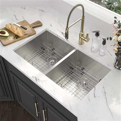 Fregadero de acero inoxidable de doble lavabo
